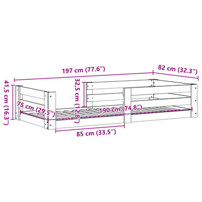 vidaXL Cadru de pat fără saltea, alb, 75x190 cm, lemn masiv de pin