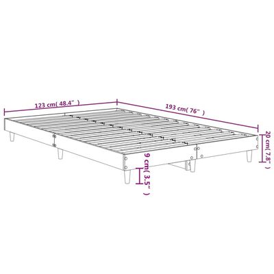 vidaXL Cadru pat fără saltea stejar maro 120x190 cm, lemn prelucrat