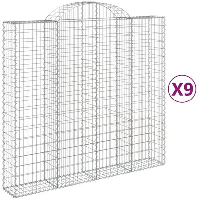 vidaXL Coșuri gabion arcuite 9 buc, 200x50x180/200 cm, fier galvanizat