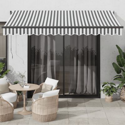 vidaXL Copertină retractabilă manual, antracit/alb, 350x250 cm