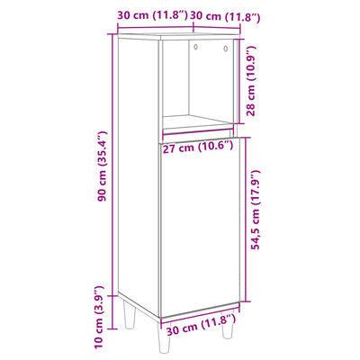 vidaXL Dulap de baie, stejar sonoma, 30x30x100 cm, lemn prelucrat