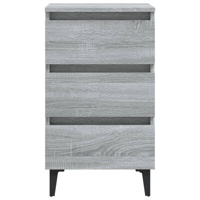 vidaXL Noptiere cu picioare metalice 2 buc. gri sonoma, 40x35x69 cm