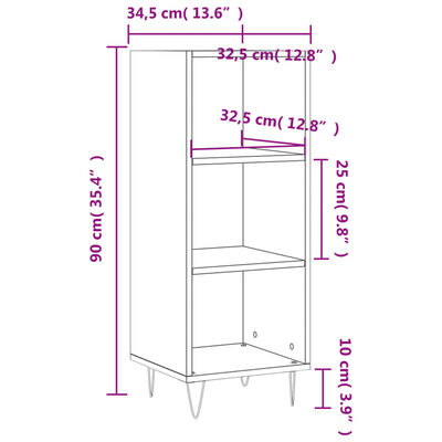 vidaXL Servantă, stejar sonoma, 34,5x32,5x90 cm, lemn compozit