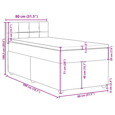 vidaXL Pat box spring cu saltea, albastru, 80x200 cm, textil