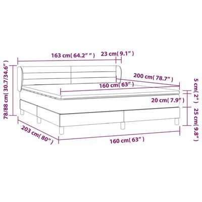 vidaXL Pat box spring cu saltea, albastru închis, 160x200 cm, catifea