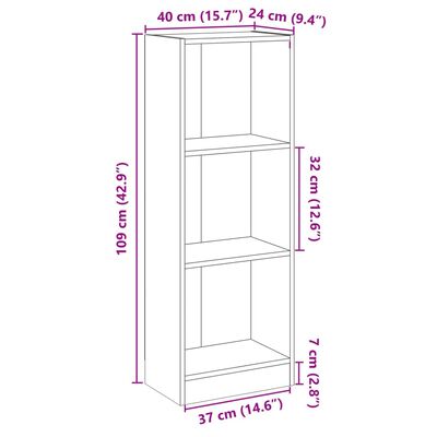 vidaXL Bibliotecă cu 3 rafturi, alb extralucios, 40x24x109 cm