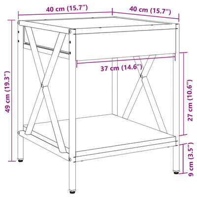 vidaXL Măsuță de cafea cu LED infinity, stejar maro, 40x40x49 cm