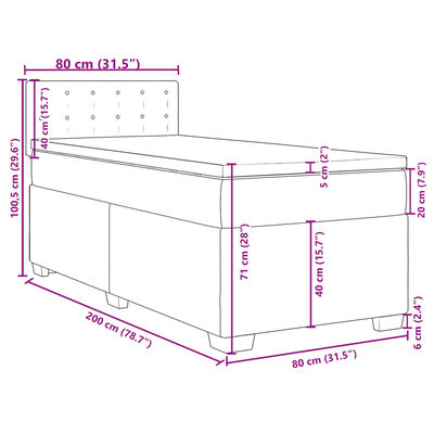 vidaXL Pat box spring cu saltea, maro închis, 80x200 cm, textil