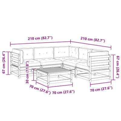 vidaXL Set canapele de grădină cu perne, 6 piese, lemn masiv de pin