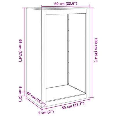 vidaXL Suport pentru lemne de foc, 60x40x100 cm, oțel inoxidabil