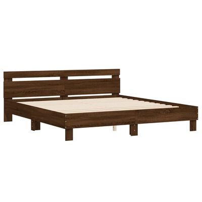 vidaXL Cadru de pat cu tăblie stejar maro 180x200 cm lemn prelucrat