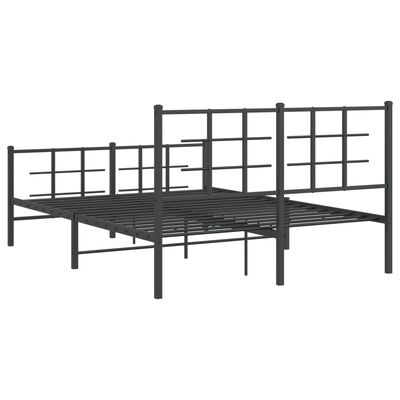 vidaXL Cadru pat metalic cu tăblie de cap/picioare, negru, 140x190 cm