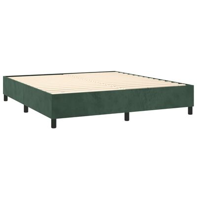 vidaXL Pat box spring cu saltea, verde închis, 160x200 cm, catifea