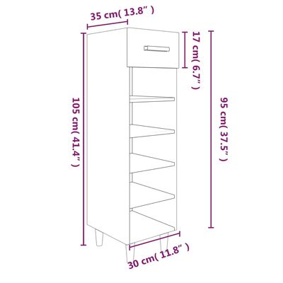 vidaXL Pantofar, alb, 30x35x105 cm, lemn compozit