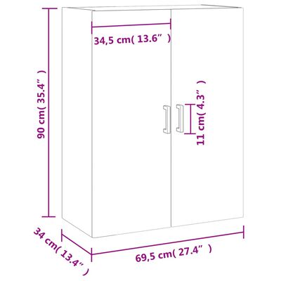 vidaXL Dulap montat pe perete, stejar maro, 69,5x34x90 cm