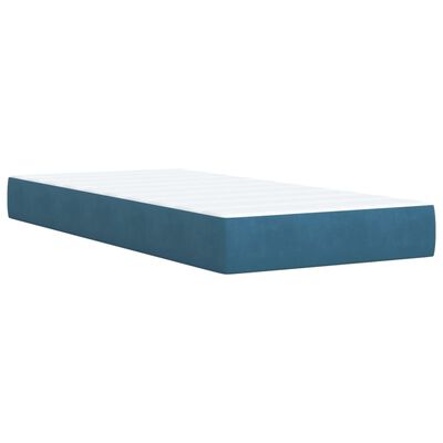 vidaXL Pat box spring cu saltea, albastru, 90x190 cm, catifea