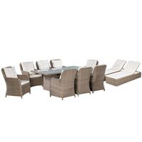 vidaXL Set mobilier de exterior, 11 piese, maro, poliratan