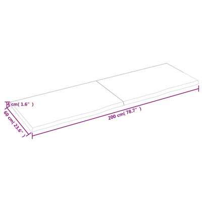 vidaXL Raft de perete maro deschis 200x60x(2-4) cm lemn stejar tratat