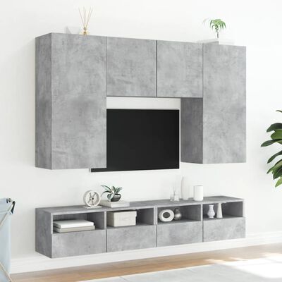 vidaXL Comode TV de perete, 2 buc., gri beton, 100x30x30 cm, lemn