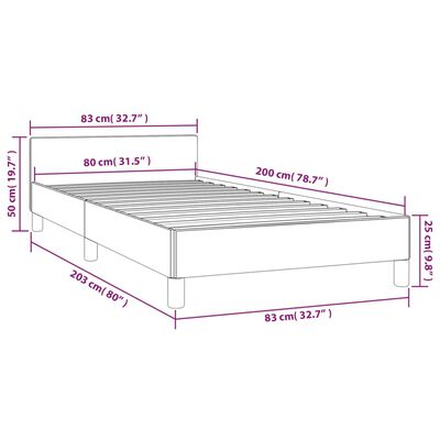 vidaXL Cadru de pat cu tăblie, gri închis, 80x200 cm, catifea