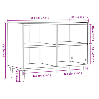 vidaXL Comodă TV, alb, 69,5x30x50 cm, lemn compozit