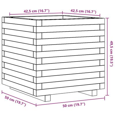 vidaXL Jardinieră de grădină, alb, 50x50x49,5 cm, lemn masiv de pin