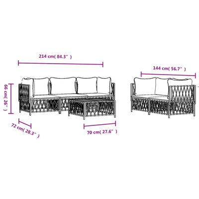 vidaXL Set mobilier de grădină, 6 piese, cu perne, antracit, oțel