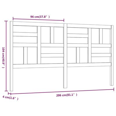 vidaXL Tăblie de pat, gri, 206x4x104 cm, lemn masiv de pin