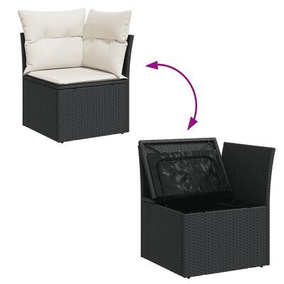 vidaXL Set mobilier de grădină cu perne, 8 piese, negru, poliratan