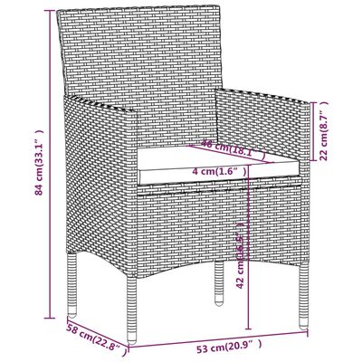 vidaXL Set mobilier grădină, 5 piese, negru, poliratan și lemn acacia