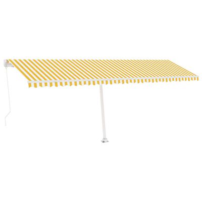 vidaXL Copertină retractabilă manual cu LED, galben și alb, 600x300 cm