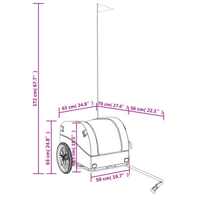 vidaXL Remorcă pentru biciclete, negru, 45 kg, fier