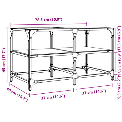 vidaXL Măsuță de cafea blat din sticlă transparentă 78,5x40x45 cm oțel