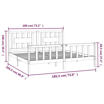 vidaXL Cadru pat tăblie Super King negru 180x200 cm lemn masiv pin