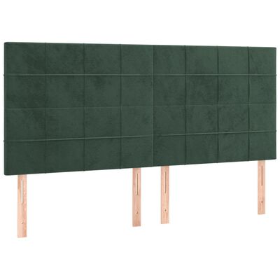 vidaXL Pat box spring cu saltea, verde închis, 200x200 cm, catifea