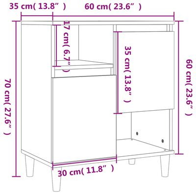 vidaXL Dulapuri, 2 buc, alb, 60x35x70 cm, lemn prelucrat