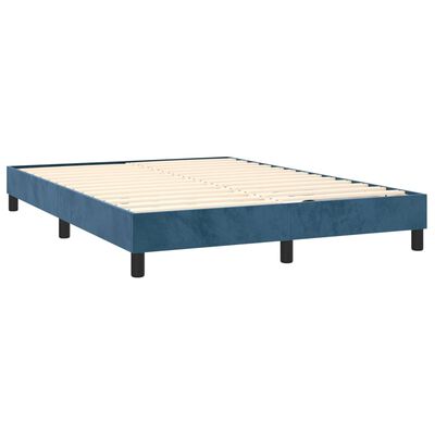 vidaXL Pat box spring cu saltea, albastru închis, 140x190 cm, catifea