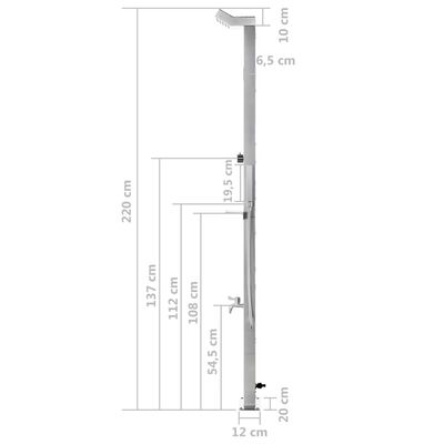 vidaXL Duș de grădină cu bază maro, 225 cm, oțel inoxidabil