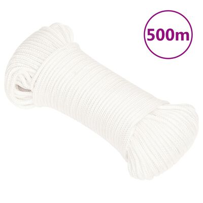 vidaXL Frânghie de barcă, alb complet, 4 mm, 500 m, polipropilenă