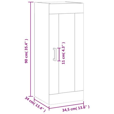 vidaXL Dulap montat pe perete, gri sonoma, 34,5x34x90 cm