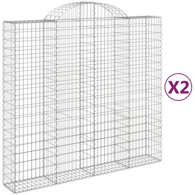 vidaXL Coșuri gabion arcuite 2 buc, 200x50x180/200 cm, fier galvanizat