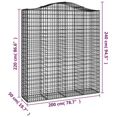 vidaXL Coșuri gabion arcuite, 7 buc, 200x50x220/240cm, fier galvanizat