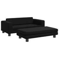 vidaXL Canapea copii cu taburet negru 100x50x30cm piele ecologică