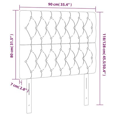 vidaXL Tăblii de pat, 2 buc, negru, 90x7x78/88 cm, catifea