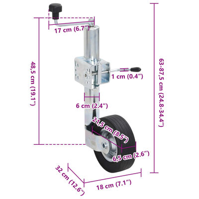 vidaXL Roată manevră de remorcă, clemă despicată 60 mm oțel galvanizat