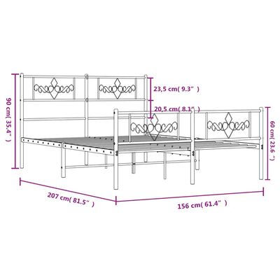 vidaXL Cadru de pat metalic cu tăblie, alb, 150x200 cm