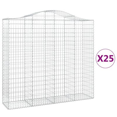 vidaXL Coșuri gabion arcuite 25 buc, 200x50x180/200cm, fier galvanizat