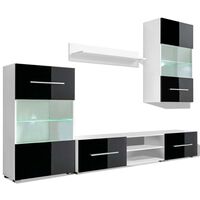 vidaXL Set mobilier comodă TV de perete, 5 piese, iluminare LED, negru