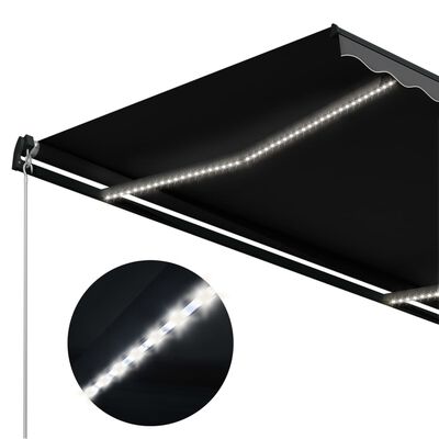 vidaXL Copertină retractabilă manual cu LED, antracit, 600 x 300 cm