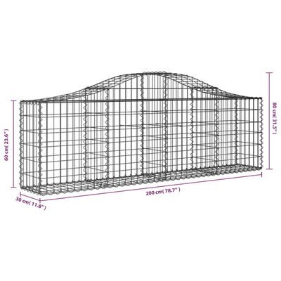 vidaXL Coșuri gabion arcuite 6 buc, 200x30x60/80 cm, fier galvanizat